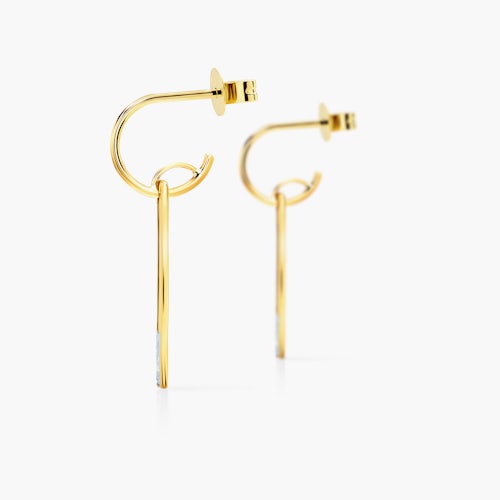 Kolczyki prostokąty Savicki: złote, diamenty